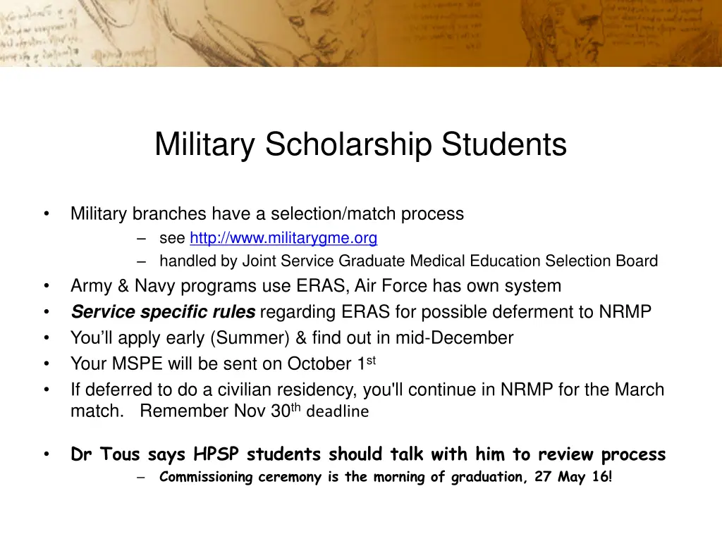 military scholarship students