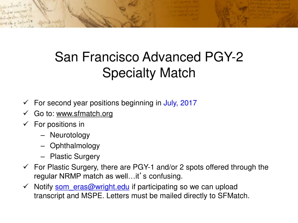 san francisco advanced pgy 2 specialty match