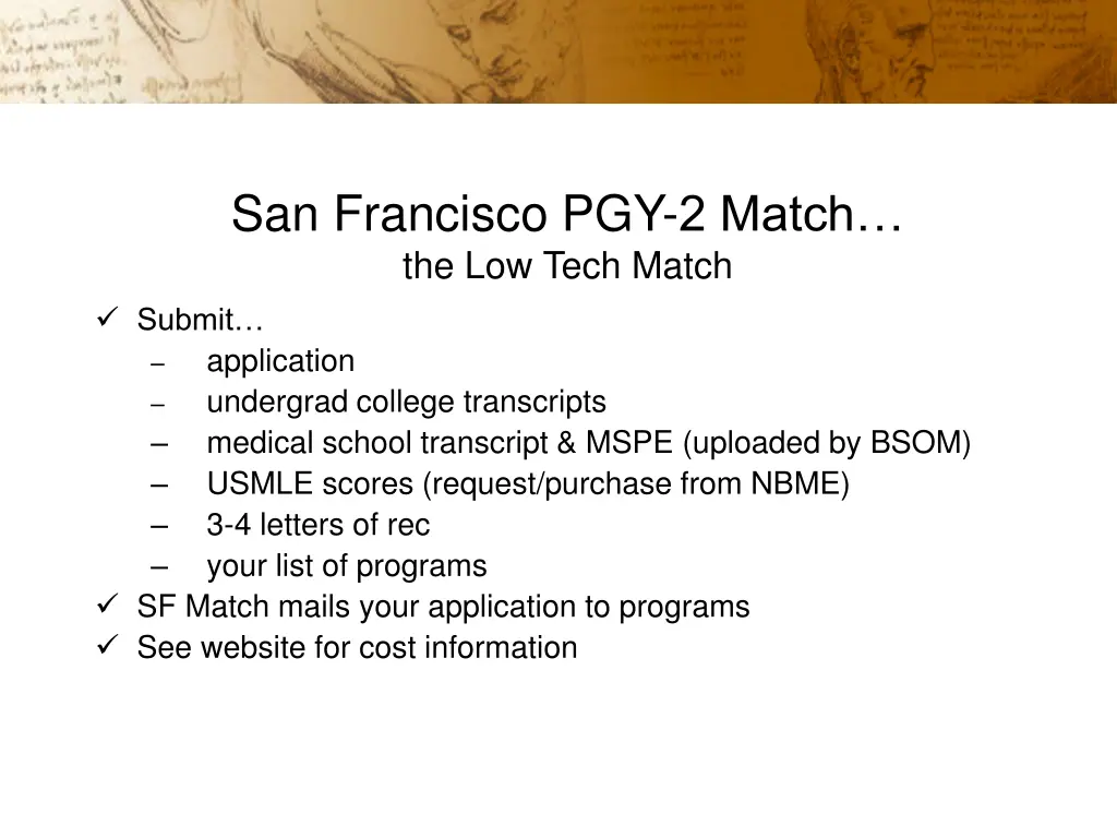 san francisco pgy 2 match the low tech match