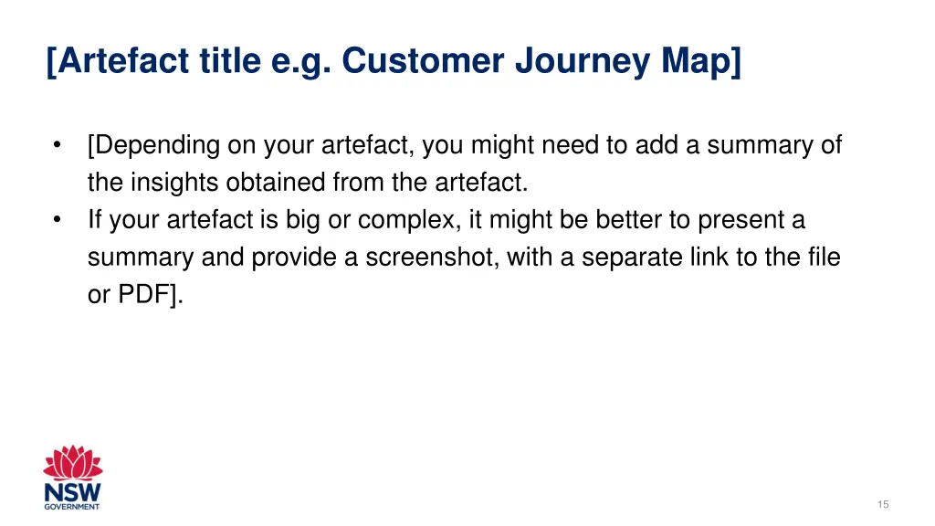 artefact title e g customer journey map