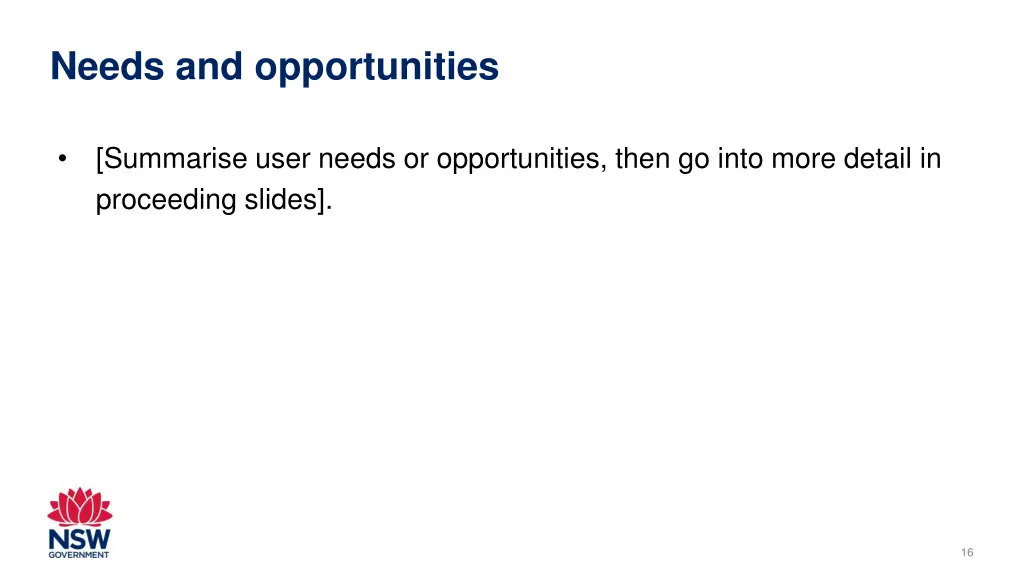 needs and opportunities