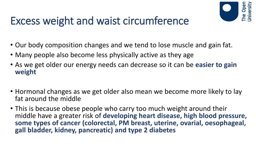 excess weight and waist circumference excess