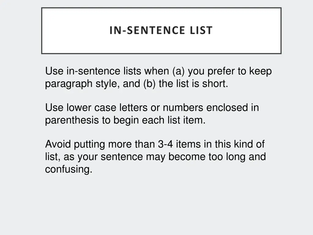 in sentence list
