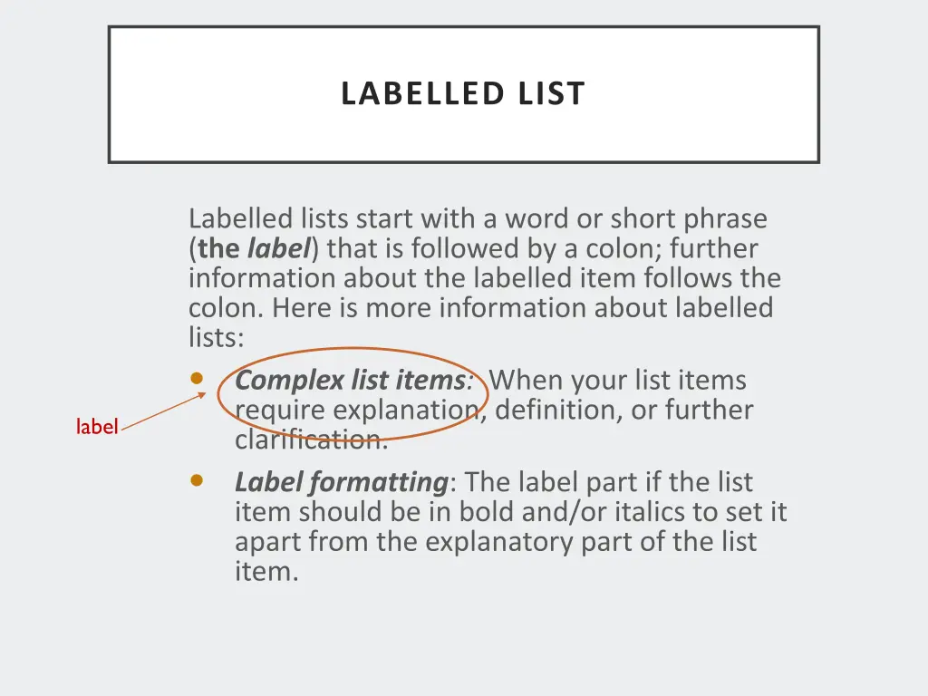 labelled list
