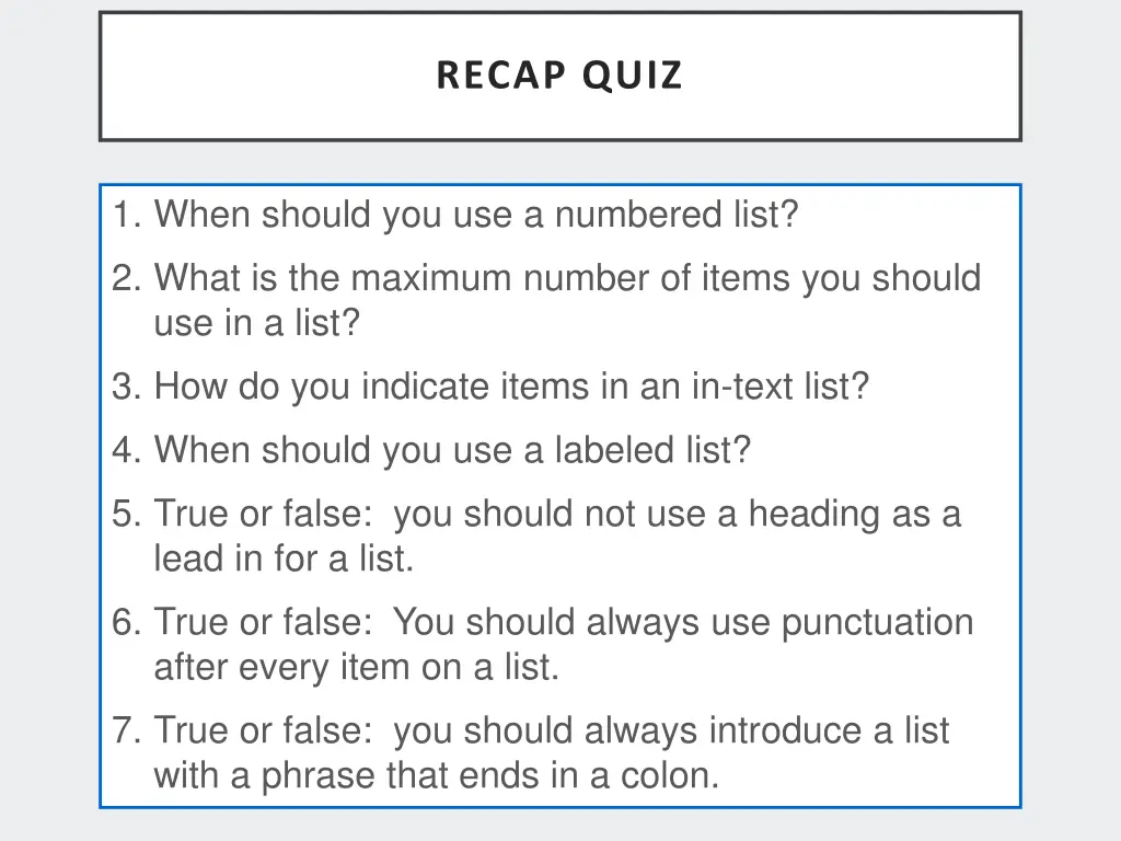 recap quiz