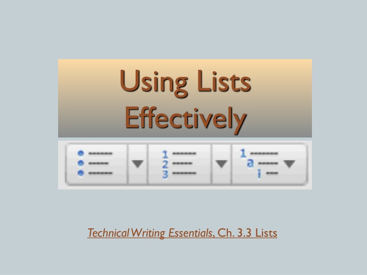 using lists effectively