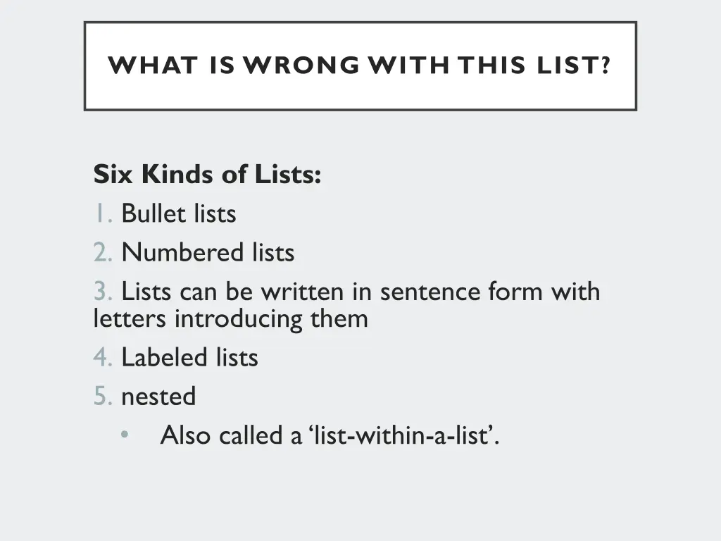what is wrong with this list