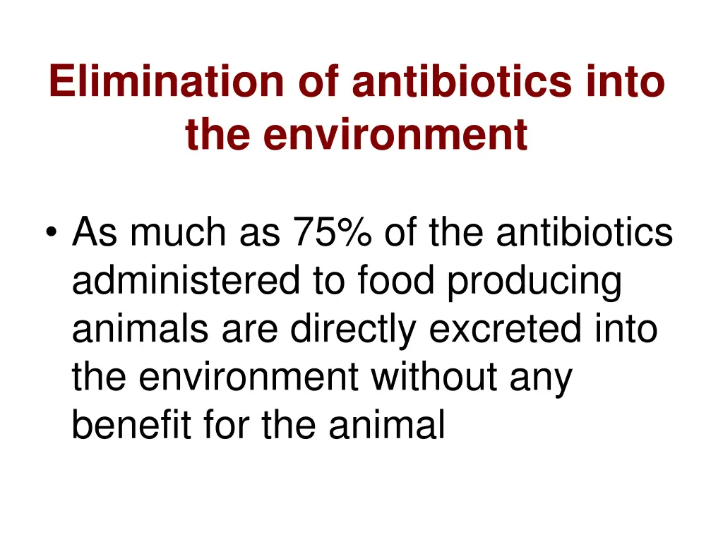 elimination of antibiotics into the environment