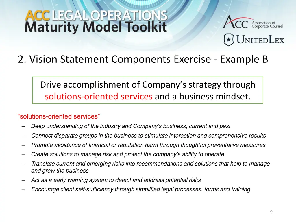 2 vision statement components exercise example b