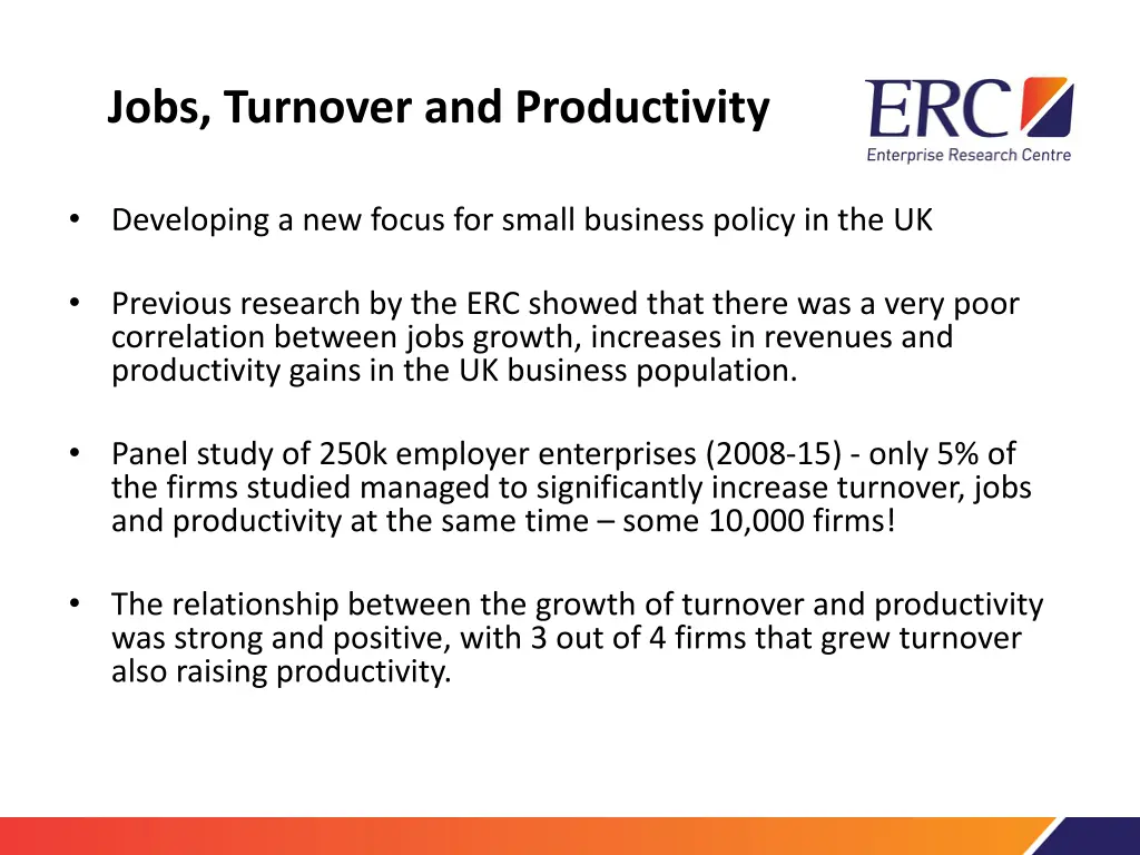 jobs turnover and productivity