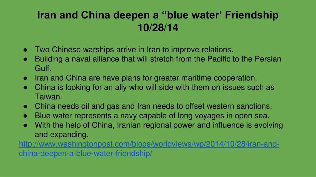 iran and china deepen a blue water friendship