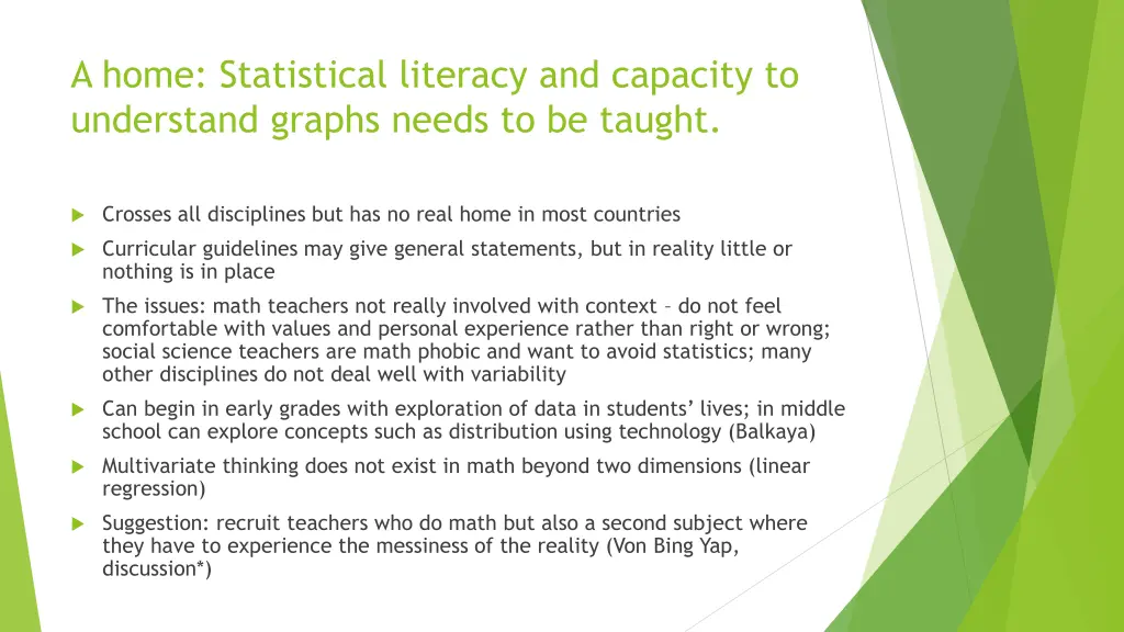 a home statistical literacy and capacity