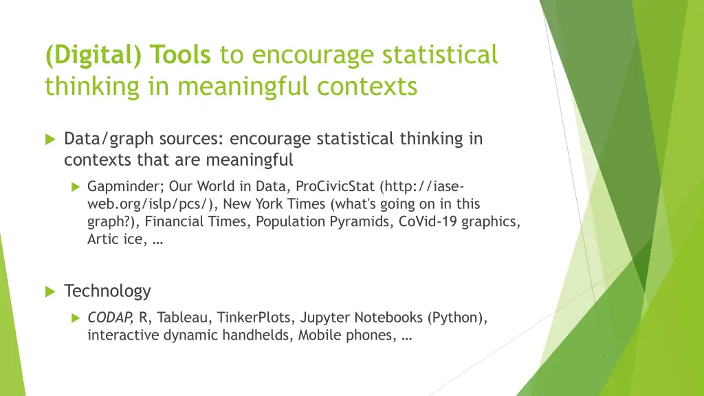 digital tools to encourage statistical thinking