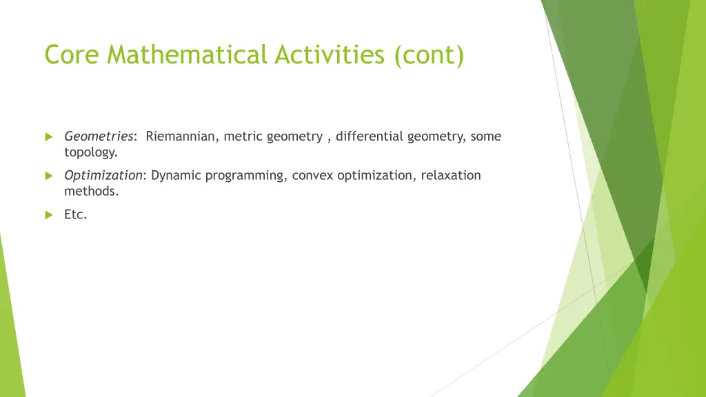 core mathematical activities cont