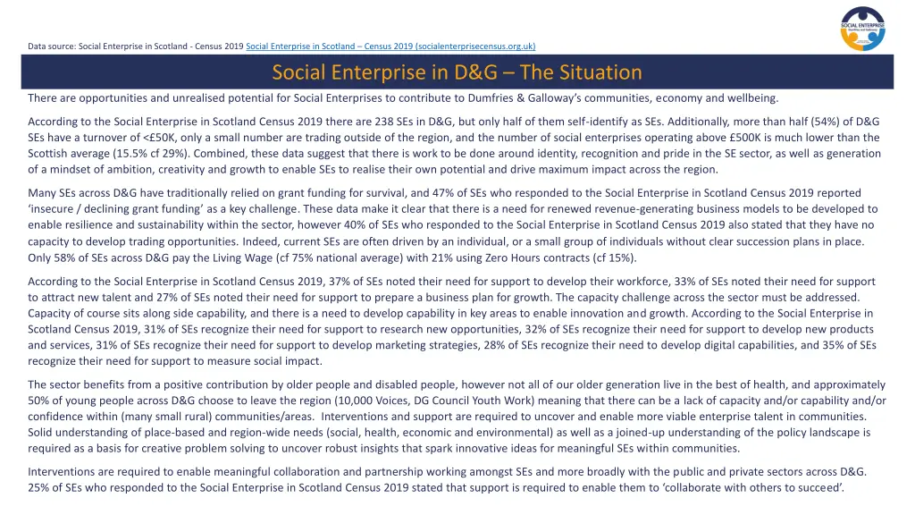 data source social enterprise in scotland census