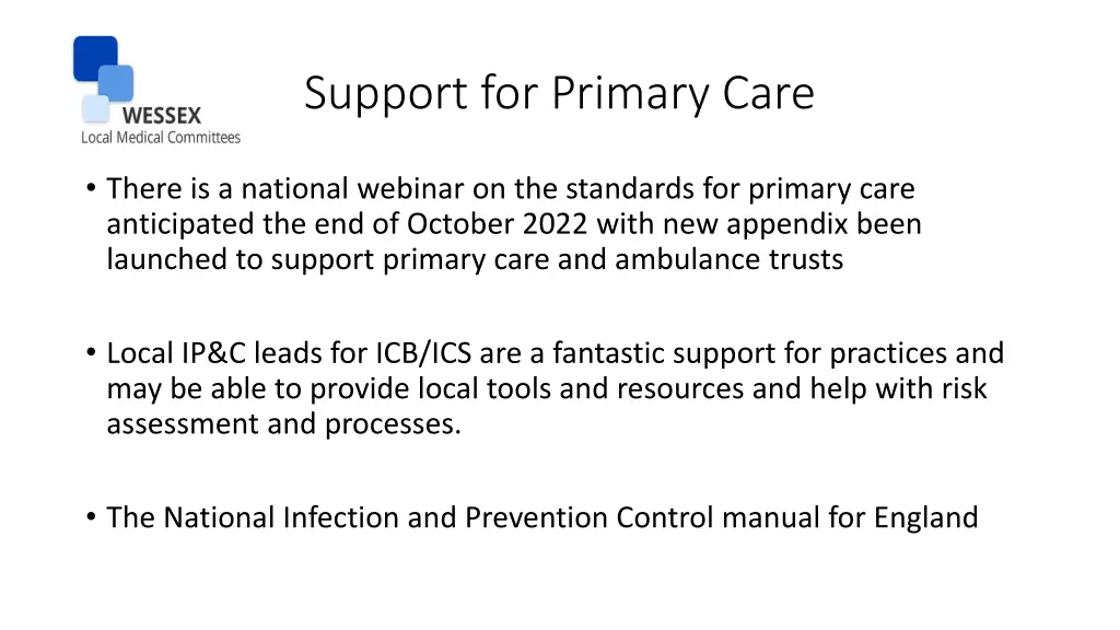 support for primary care