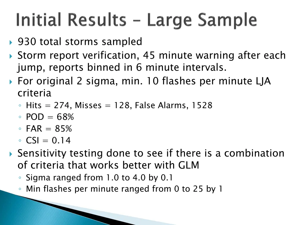 930 total storms sampled storm report