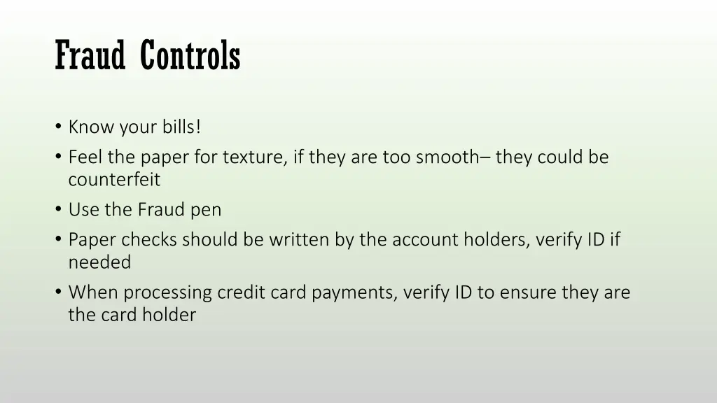 fraud controls