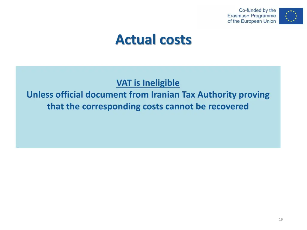 actual costs