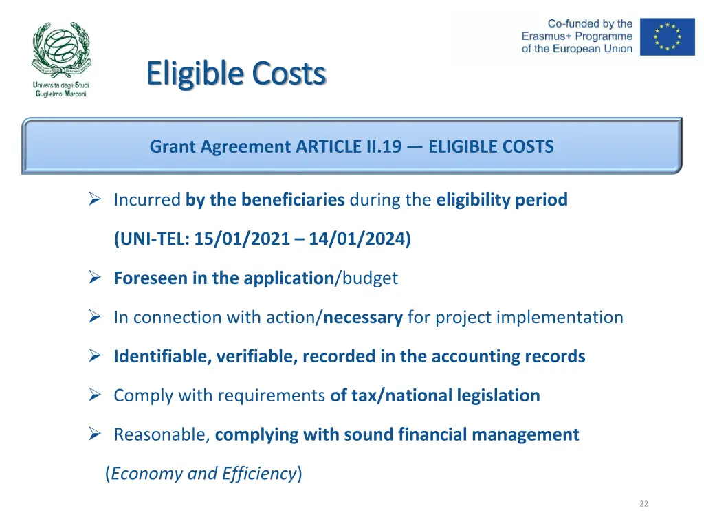 eligible costs eligible costs
