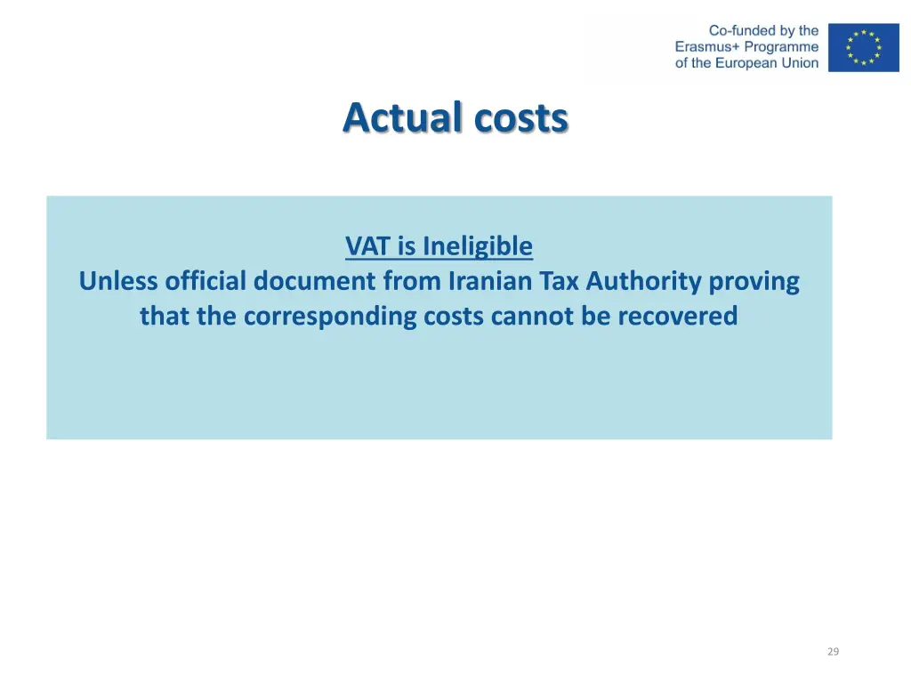 actual costs