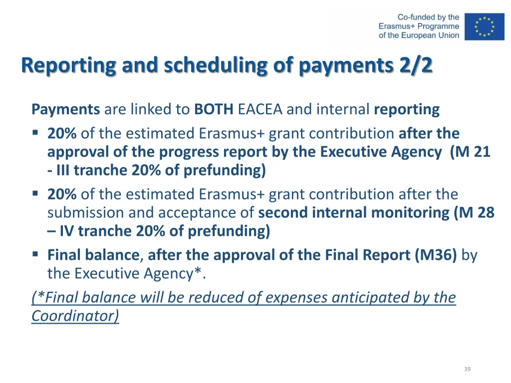 reporting and scheduling of payments 2 2