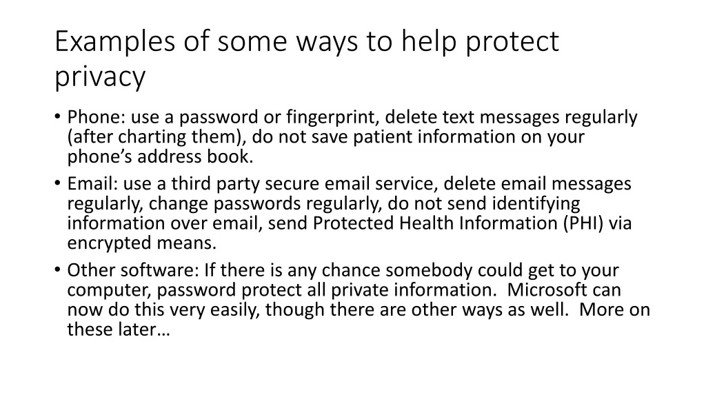 examples of some ways to help protect privacy