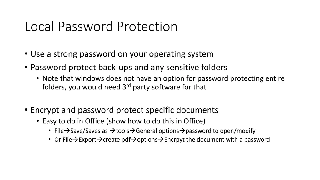 local password protection