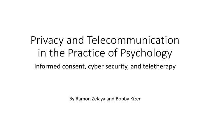 privacy and telecommunication in the practice