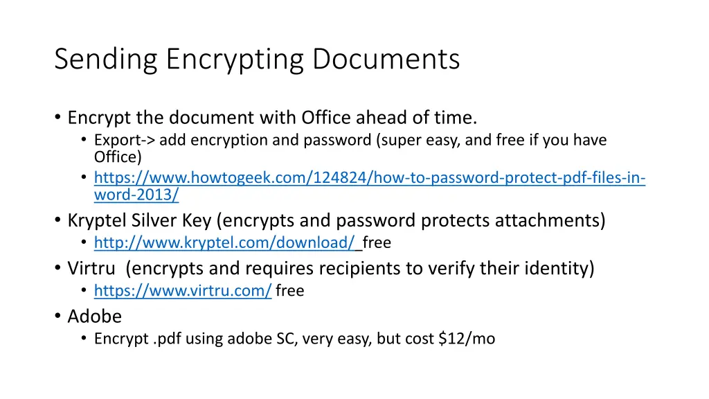 sending encrypting documents