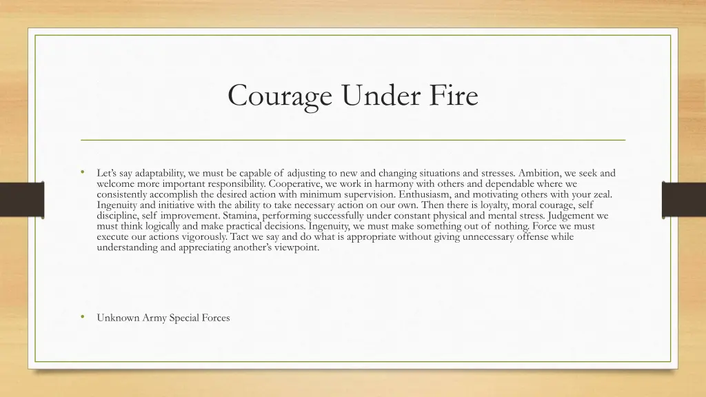 courage under fire
