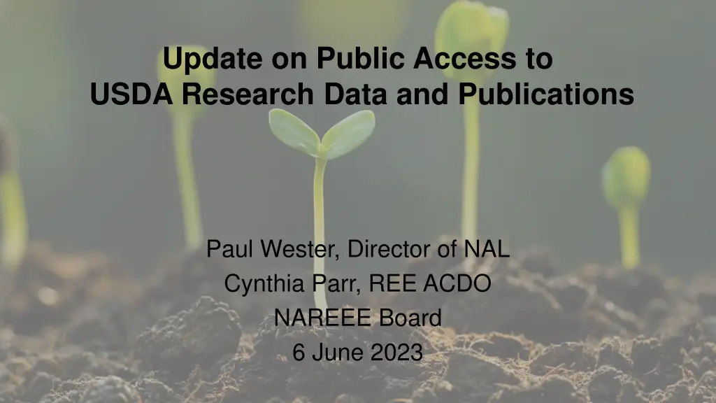 update on public access to usda research data