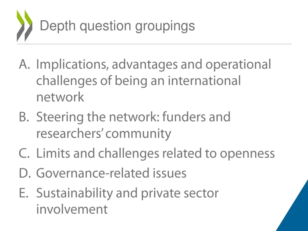 depth question groupings