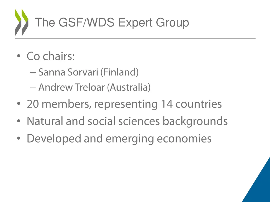 the gsf wds expert group