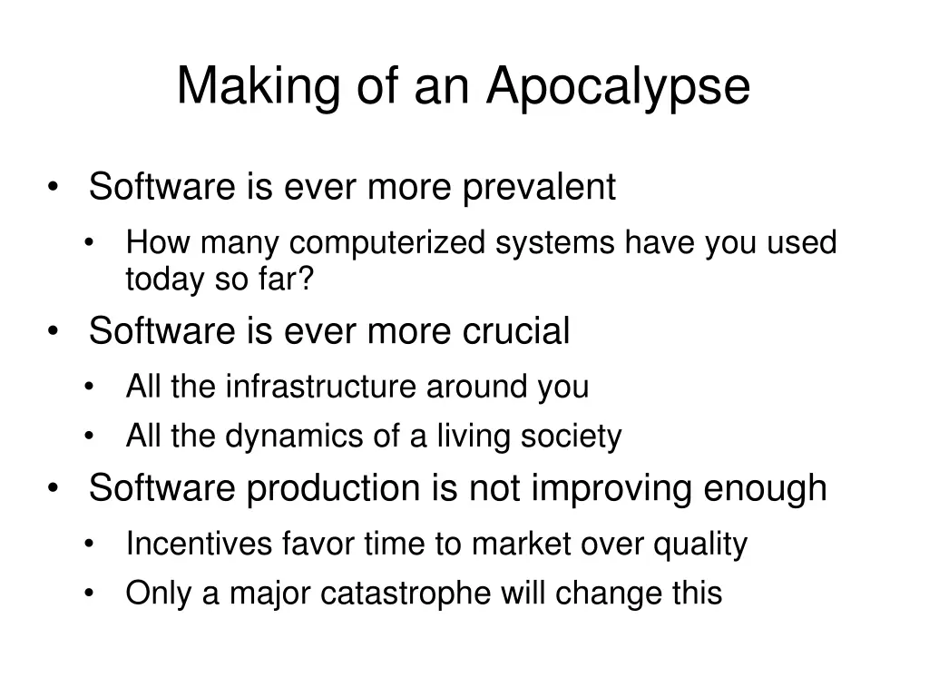 making of an apocalypse