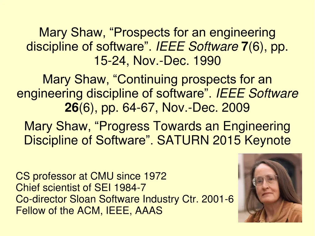 mary shaw prospects for an engineering discipline