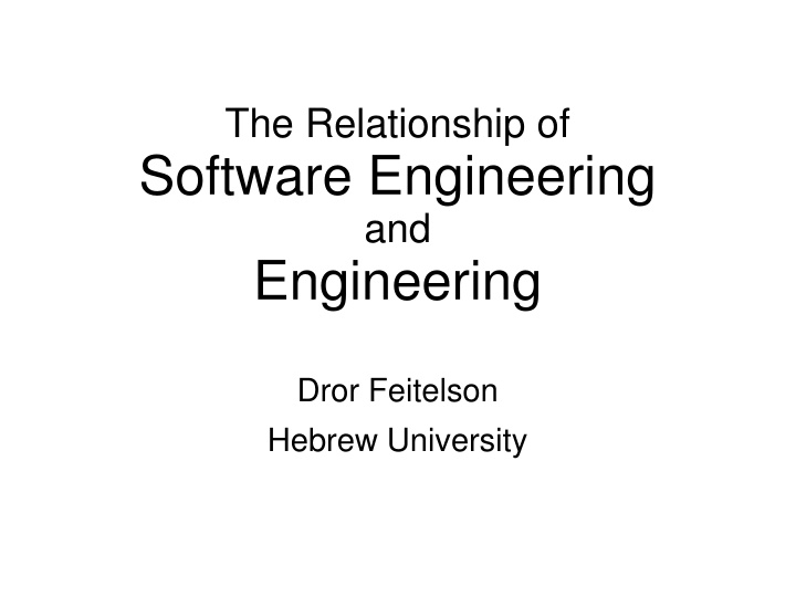 the relationship of software engineering