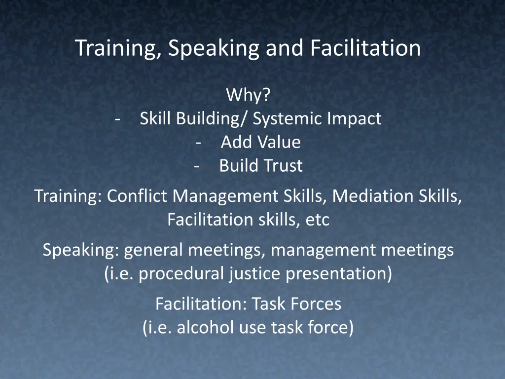 training speaking and facilitation