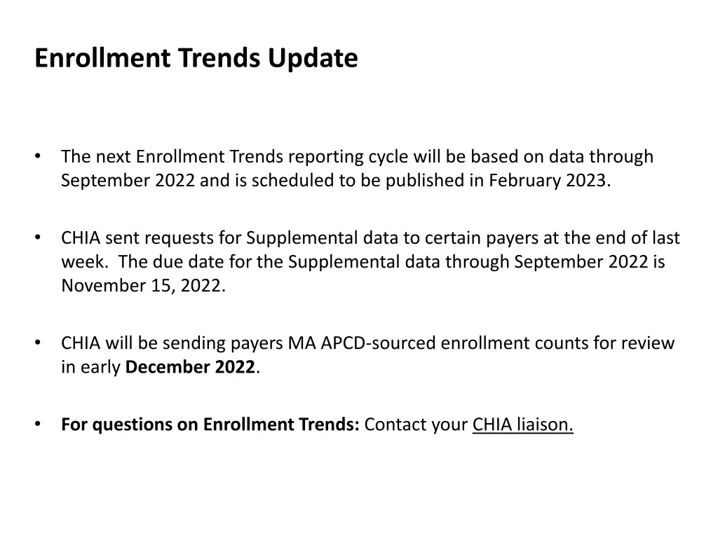 enrollment trends update