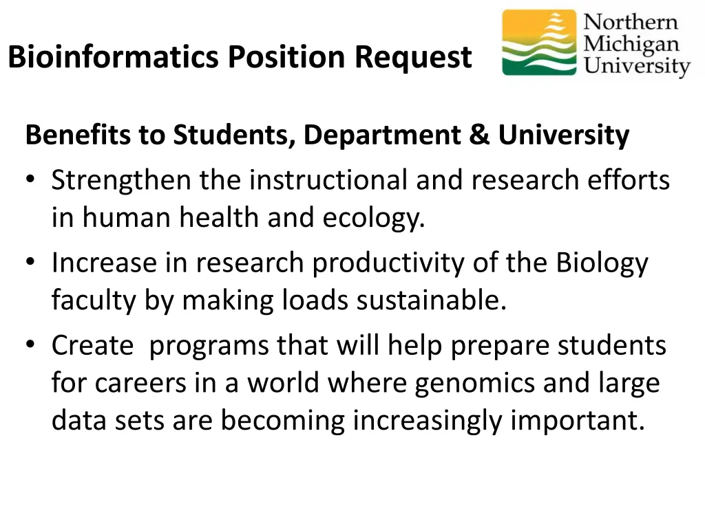 bioinformatics position request 3