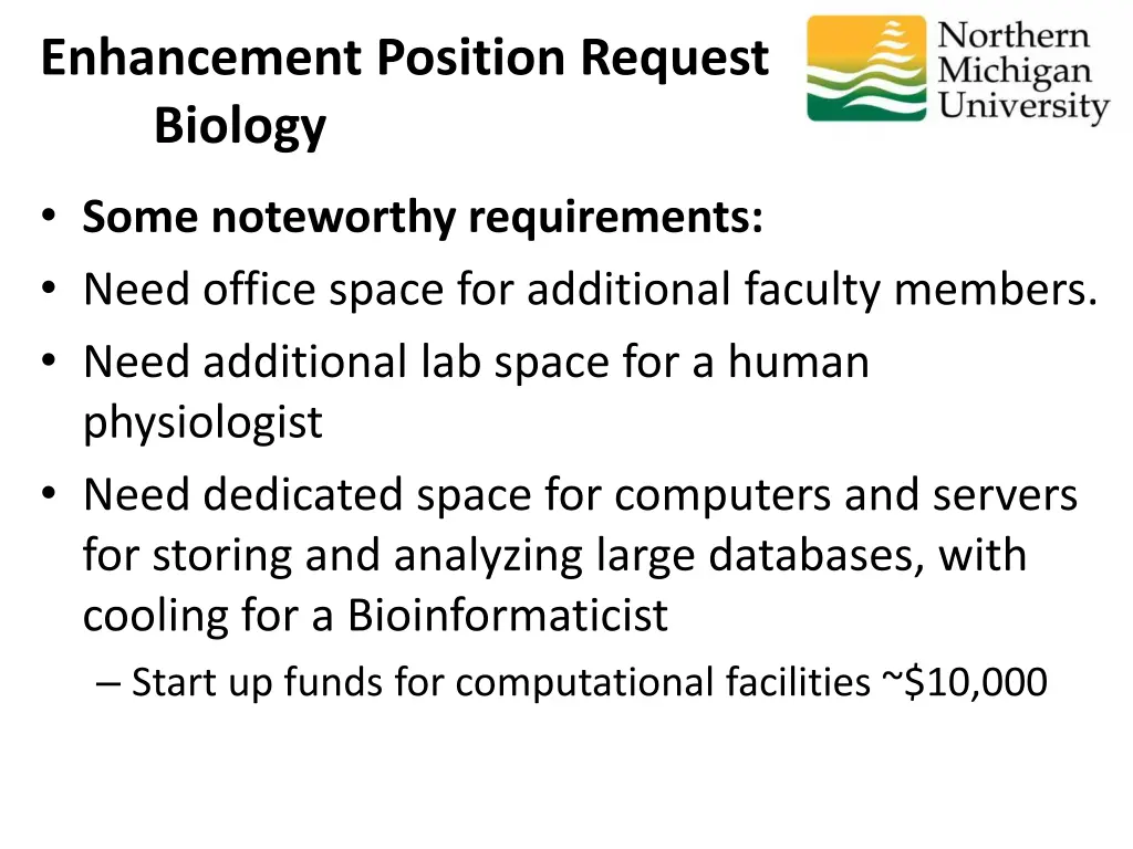 enhancement position request biology