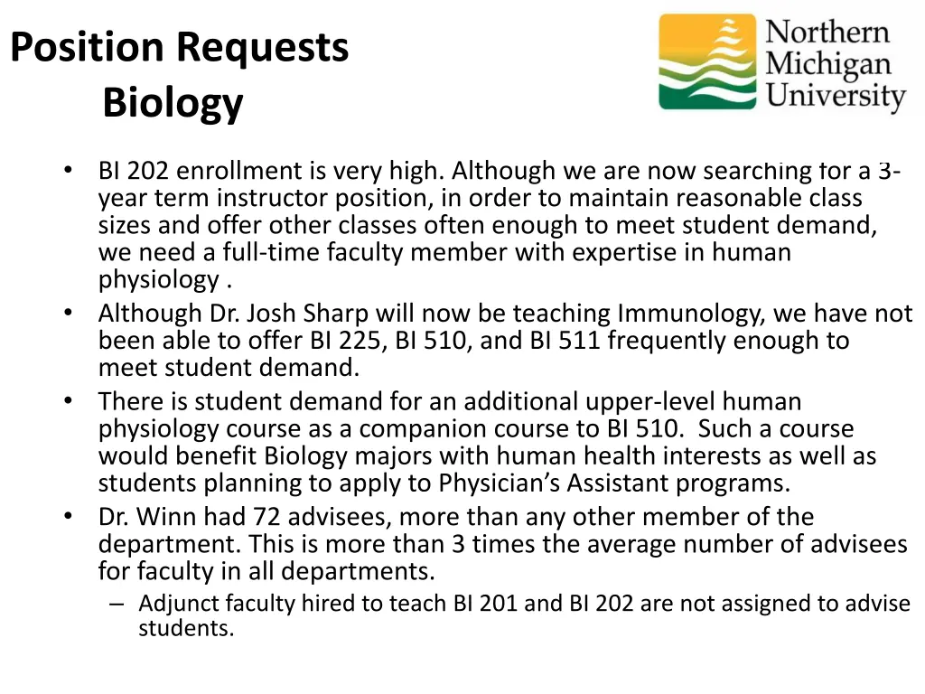 position requests biology 6