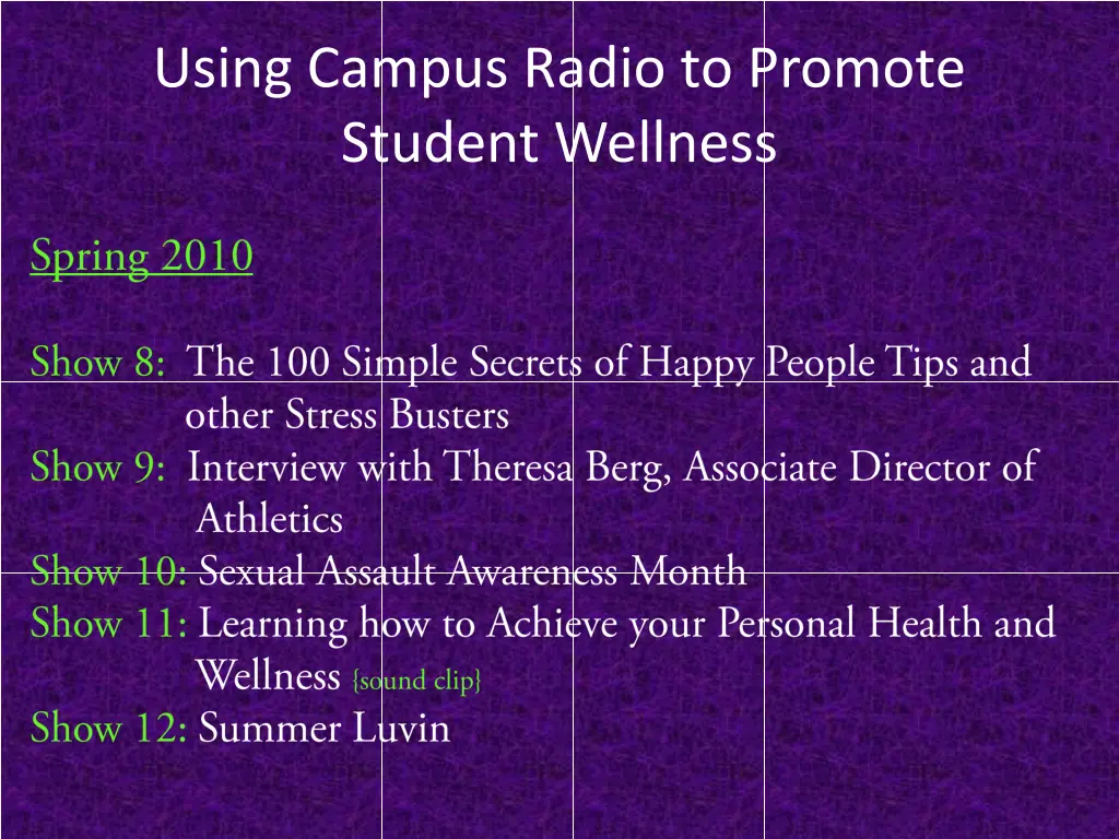 using campus radio to promote student wellness 29