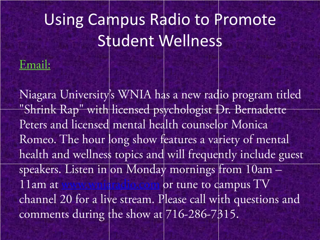 using campus radio to promote student wellness 7