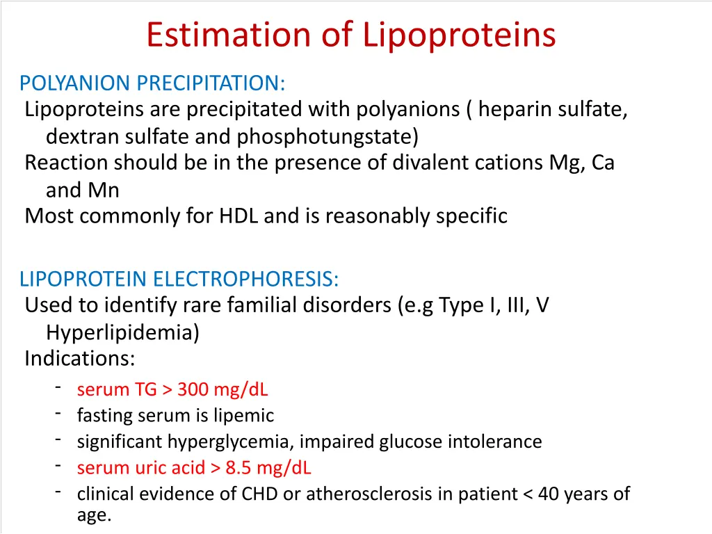 estimation of lipoproteins