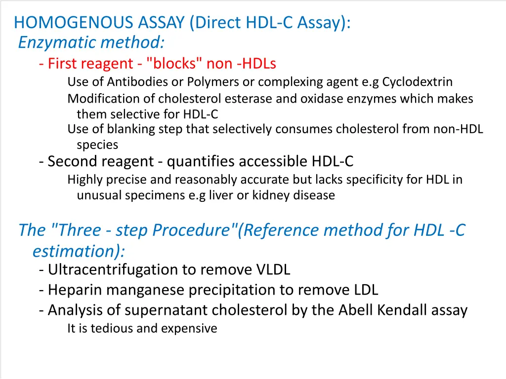 homogenous assay direct hdl c assay enzymatic