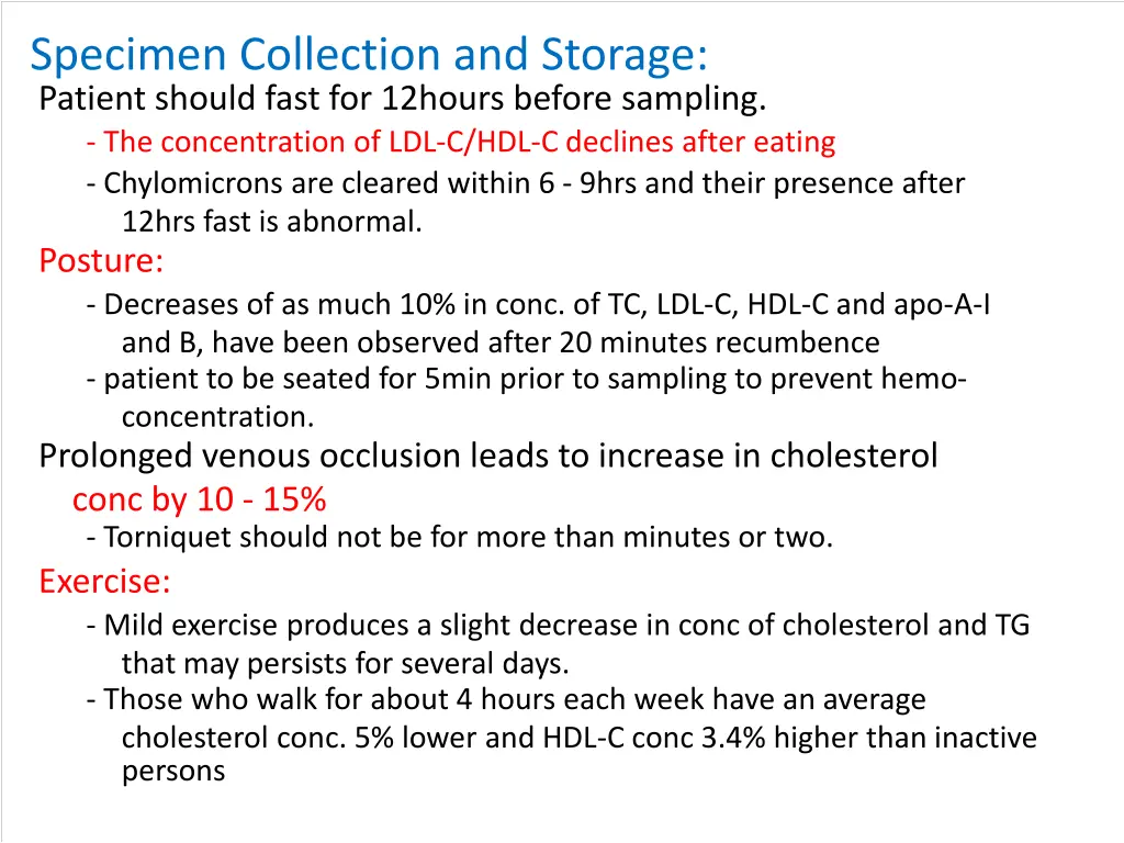 specimen collection and storage patient should