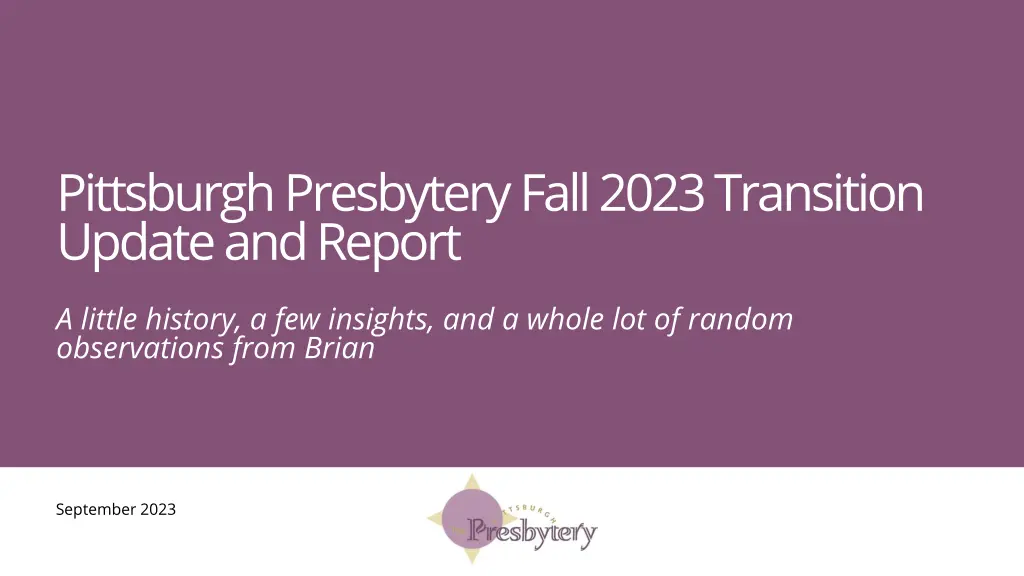 pittsburgh presbytery fall 2023 transition update