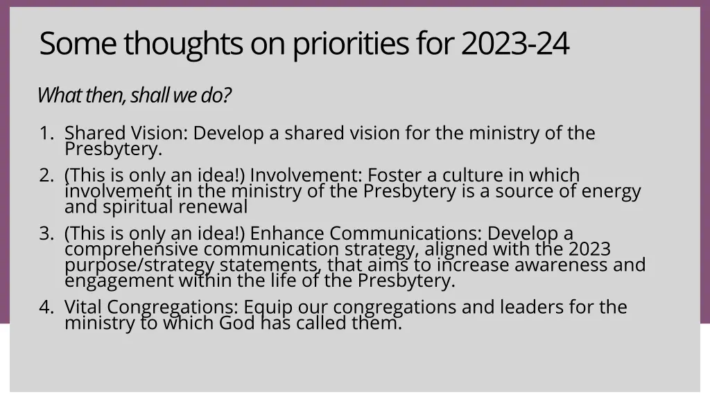 some thoughts on priorities for 2023 24
