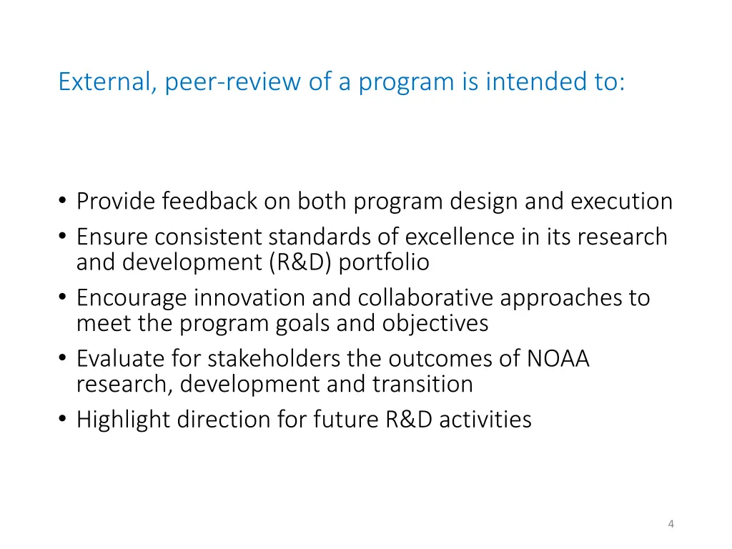external peer review of a program is intended to